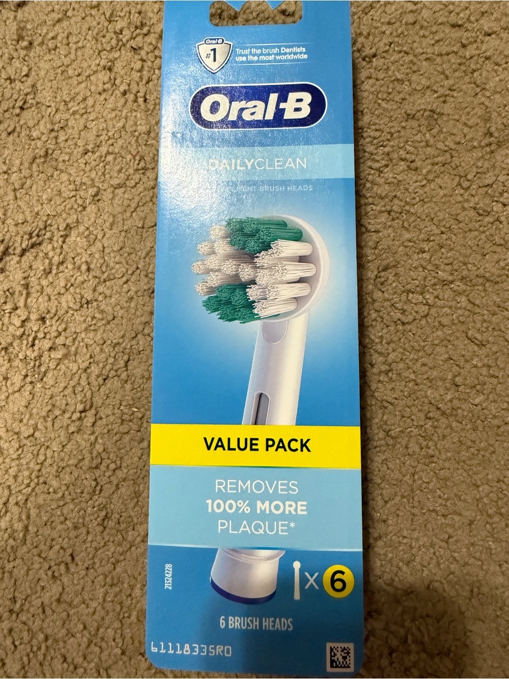 DailyClean Replacement Brush Heads - White with Green Bristles (6 Pack)